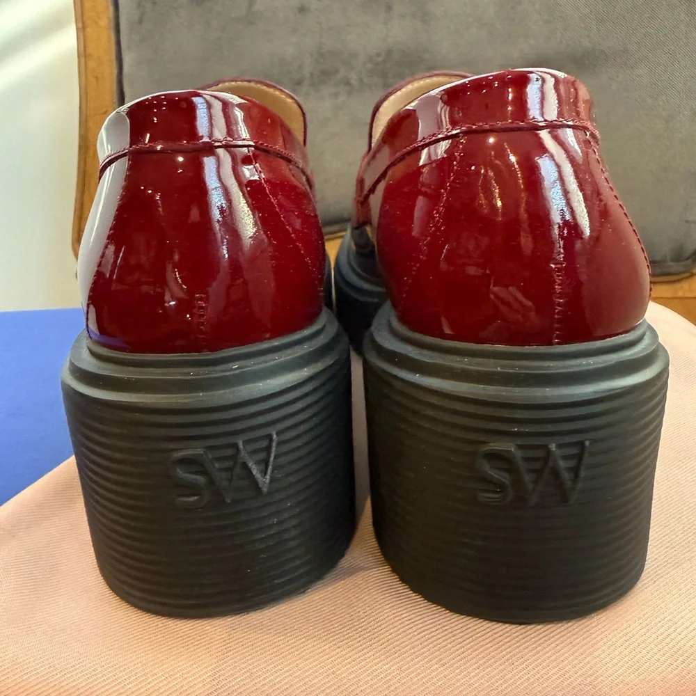 Stuart Weitzman Red Patent Leather Soho Loafers - Picture 4 of 15